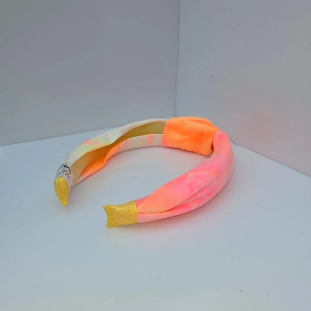 Claires Headband Womens Girls One Size Neon Tie Dye Knotted Padded Chunky Pink - Picture 2 of 12